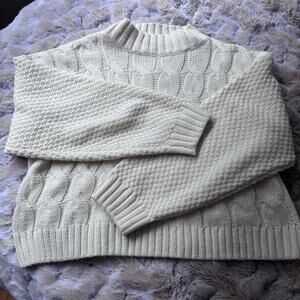 NWOT Margaret O’Leary White Cable Knit Wool Sweater XS